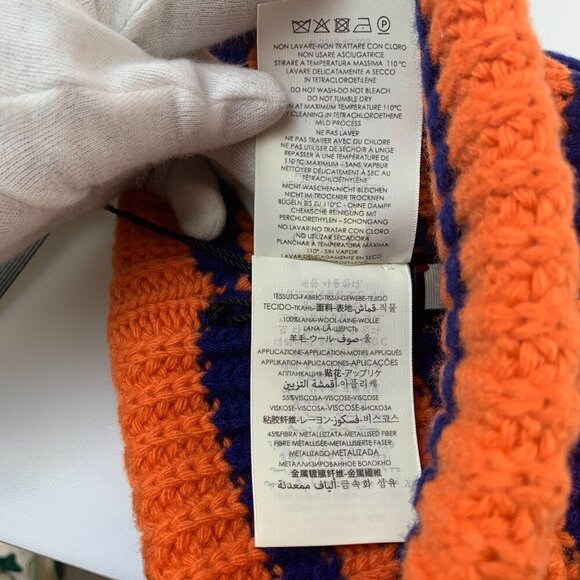 NWT Gucci Striped Beanie Wool Hat In Orange Size M - Picture 10 of 12